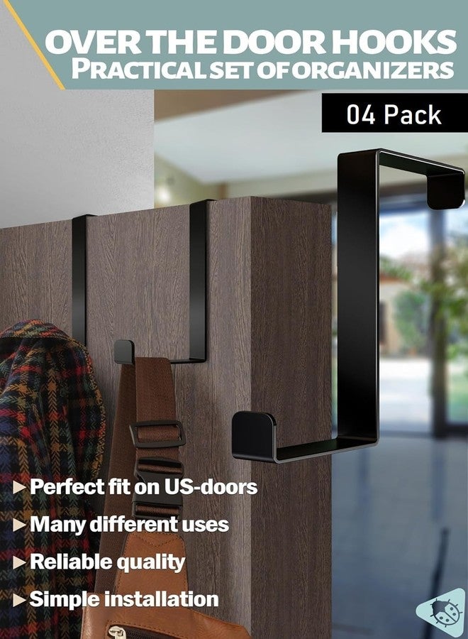 TORO Over The Door Hooks Heavy Duty Organizer Hooks for Living Room, Kitchen Hanging Clothes, Towels, Hats, Bags (Black) (4, Design - 2) - Image 2